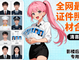 证件照素材合集，近40GB素材文件，涵盖男女儿童结婚、海马体、形象照、五官全套素材